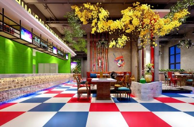 工业风火锅店大厅3D模型下载